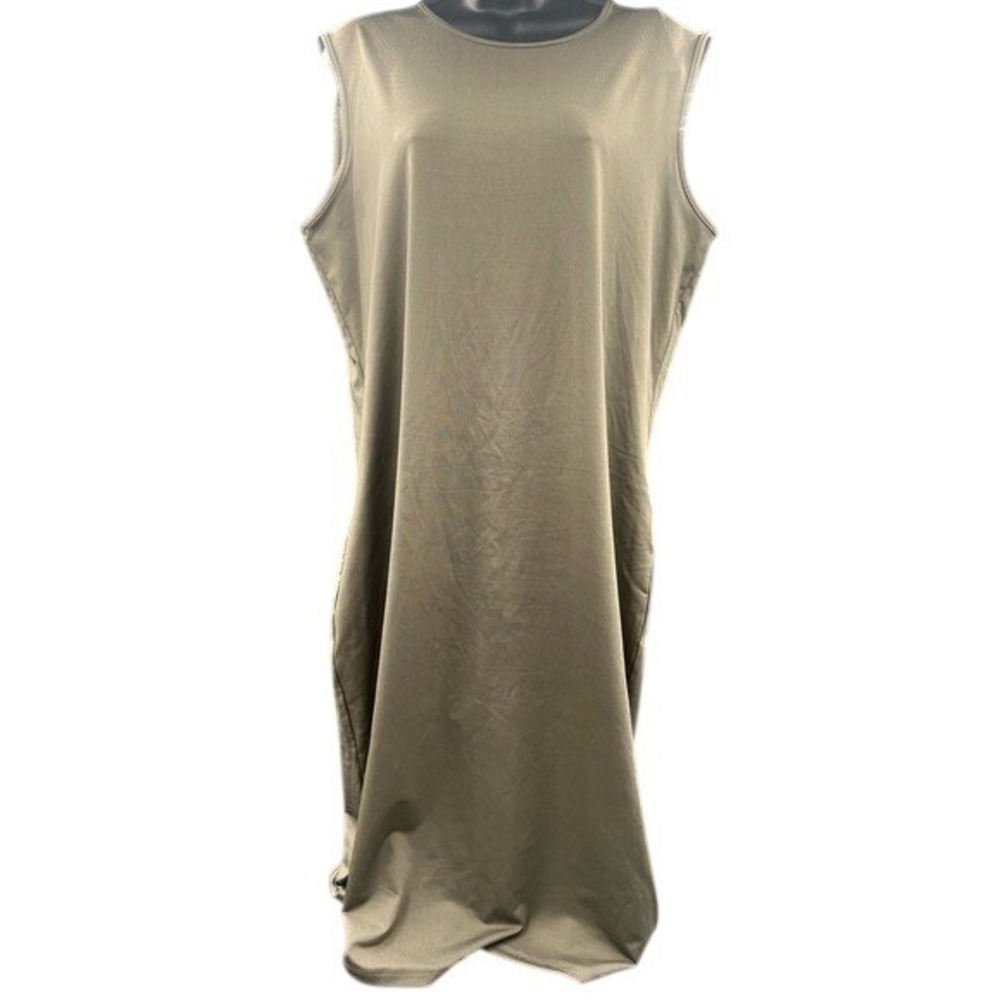 Womens‎ a new day Sleeveless Midi XL Dress Olive Taupe Neutral Round Neck NWT